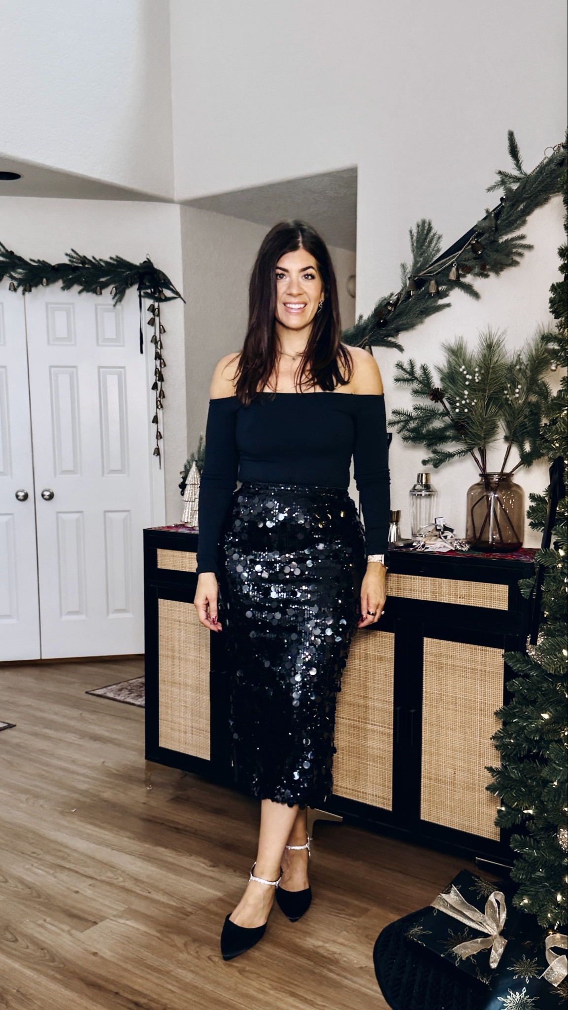 Last minute new years looks
In a medium off the shoulder top and large sequin skirt 

#LTKFindsUnder50 #LTKOver40 #LTKMidsize
