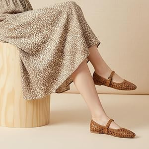 Amazon.com | CUSHIONAIRE Weston Hand Woven Mary Jane Flats for Women, Comfortable Dressy Ballet F... | Amazon (US)