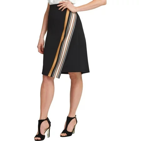 DKNY Women s Border-Print Wrap Skirt (0 Black) | Walmart (US)
