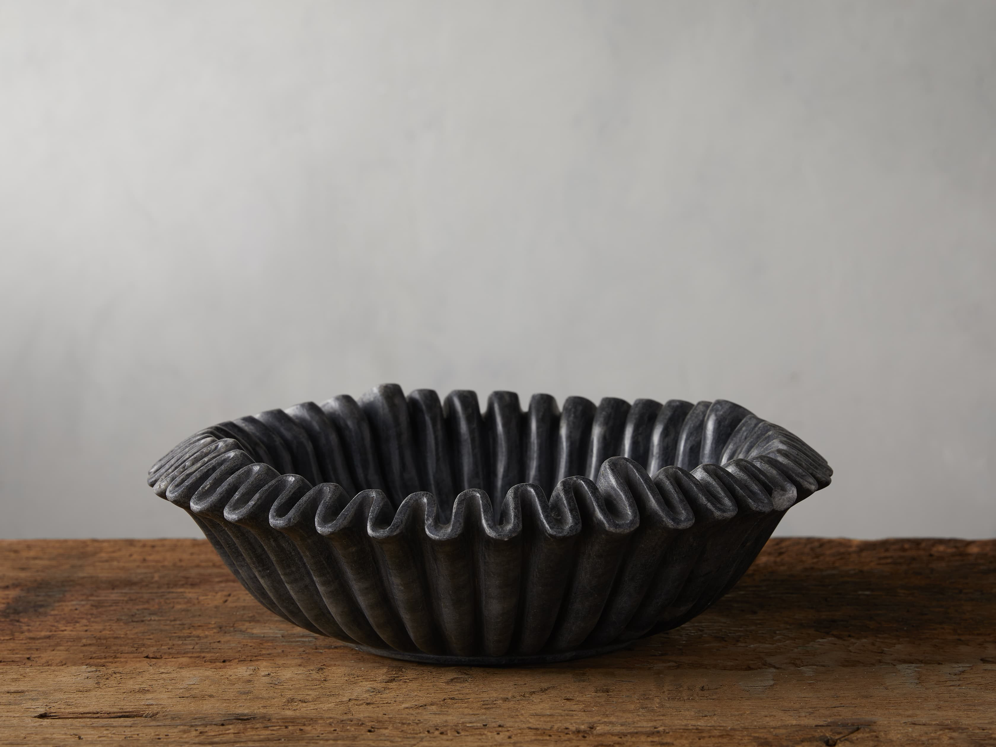 Black Marble Ruffle Bowl | Arhaus