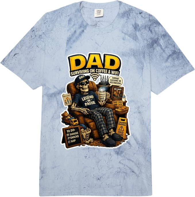 Dad Surviving on Coffee and Funny Skeleton Graphic Comfort Colors Adult Heavyweight T-Shirt | Amazon (US)