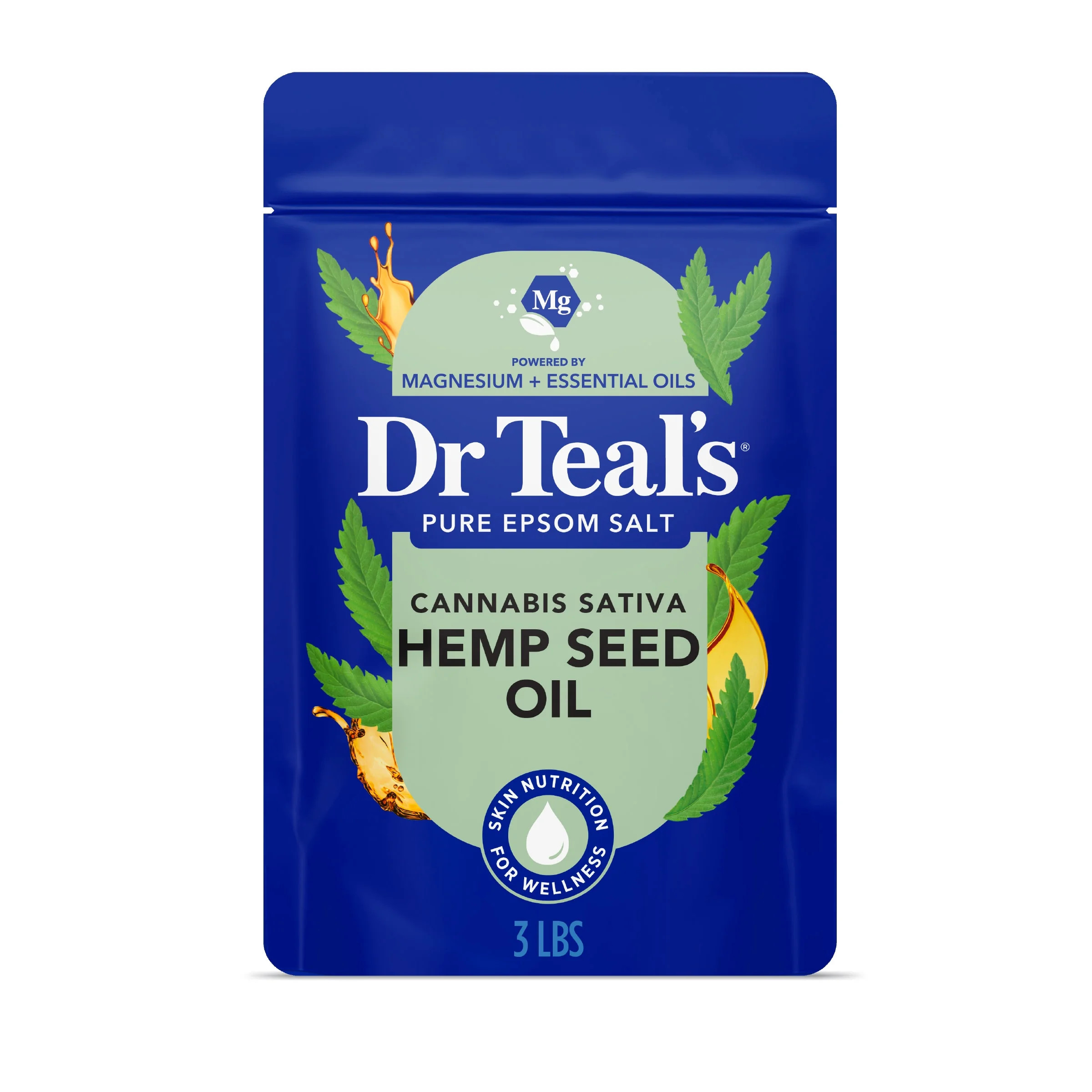 Dr Teal's Epsom Salt Magnesium Soak, Cannabis Sativa Hemp Seed Oil, 3 lbs - Walmart.com | Walmart (US)