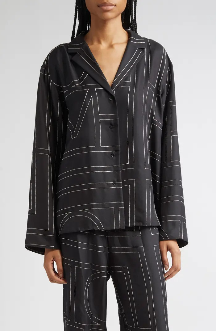 TOTEME Monogram Silk Pajama Top | Nordstrom | Nordstrom