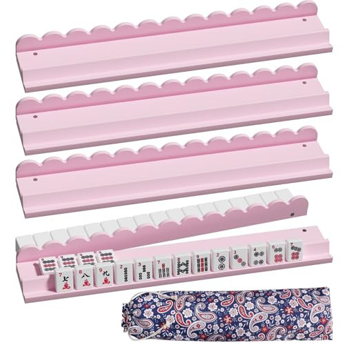 Scalloped Wooden Mahjong Racks with Pushers,17" Mahjong Pushers and Racks | Amazon (US)