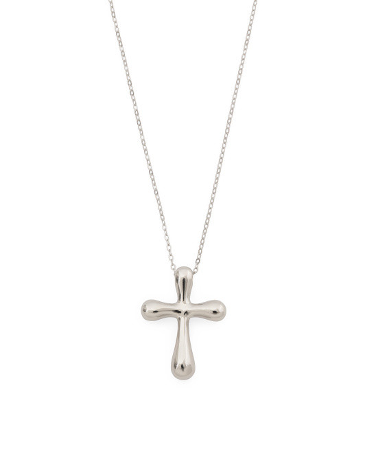 Made In Mexico Sterling Silver Puffy Cross Necklace | TJ Maxx