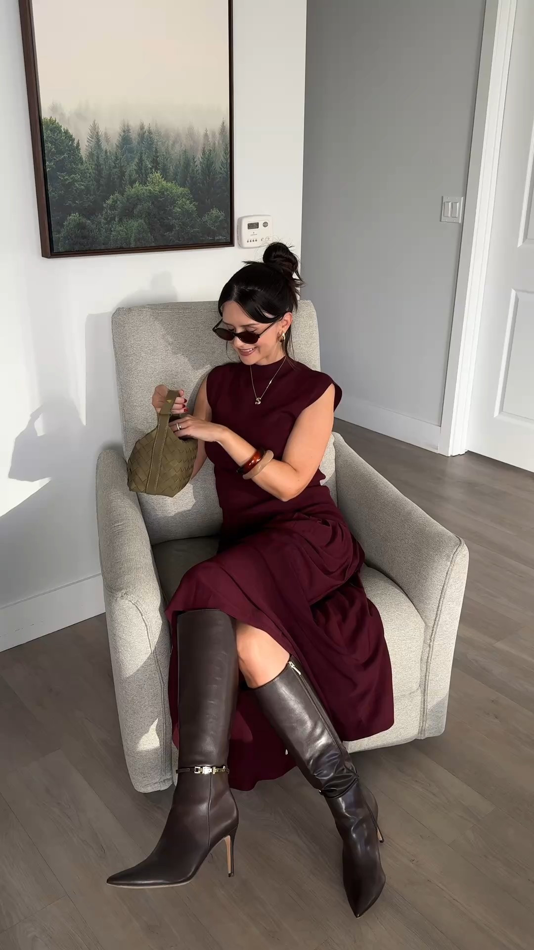 Two @commense.official outfits I would definitely wear as a guest or as a host at any holiday party🥂 Are you a burgundy or a black fit fan? 
Wearing medium in both 


Burgundy knit skirt set, lace black dress, brown boots, suede bag, animal print bag

#LTKHoliday #LTKootd #LTKgrwm