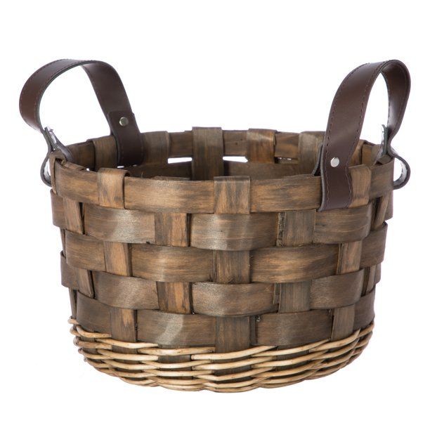Mainstays Chip & Willow Round Woven Basket With Handles | Walmart (US)