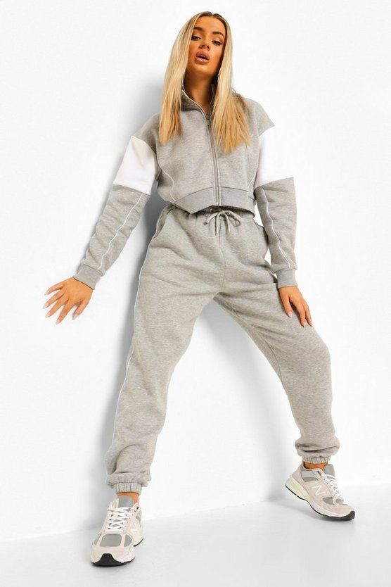 Ofcl Studio Cropped Funnel Neck Tracksuit | Boohoo.com (US & CA)