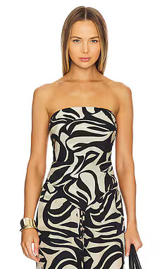 Enza Costa Scarf Top in Abstract Tropical Cupro from Revolve.com | Revolve Clothing (Global)