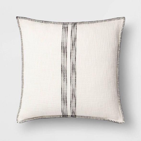 Oversize Woven Striped Square Throw Pillow Cream/Black - Threshold&#8482; | Target