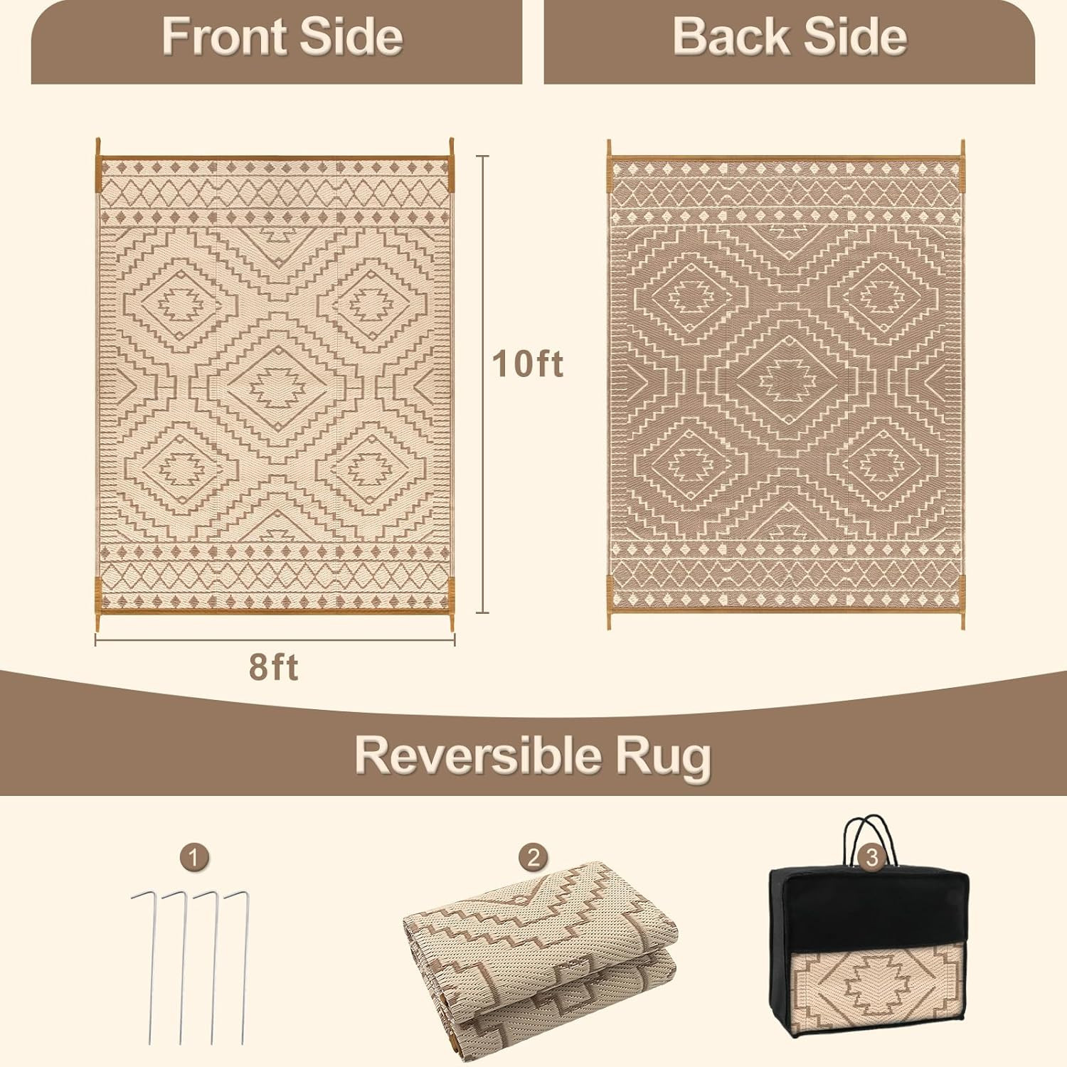 Wonnitar Outdoor Rugs 8x10 Waterproof Plastic Straw Rug, Large Outdoor Camping Rug for RV, Revers... | Amazon (US)