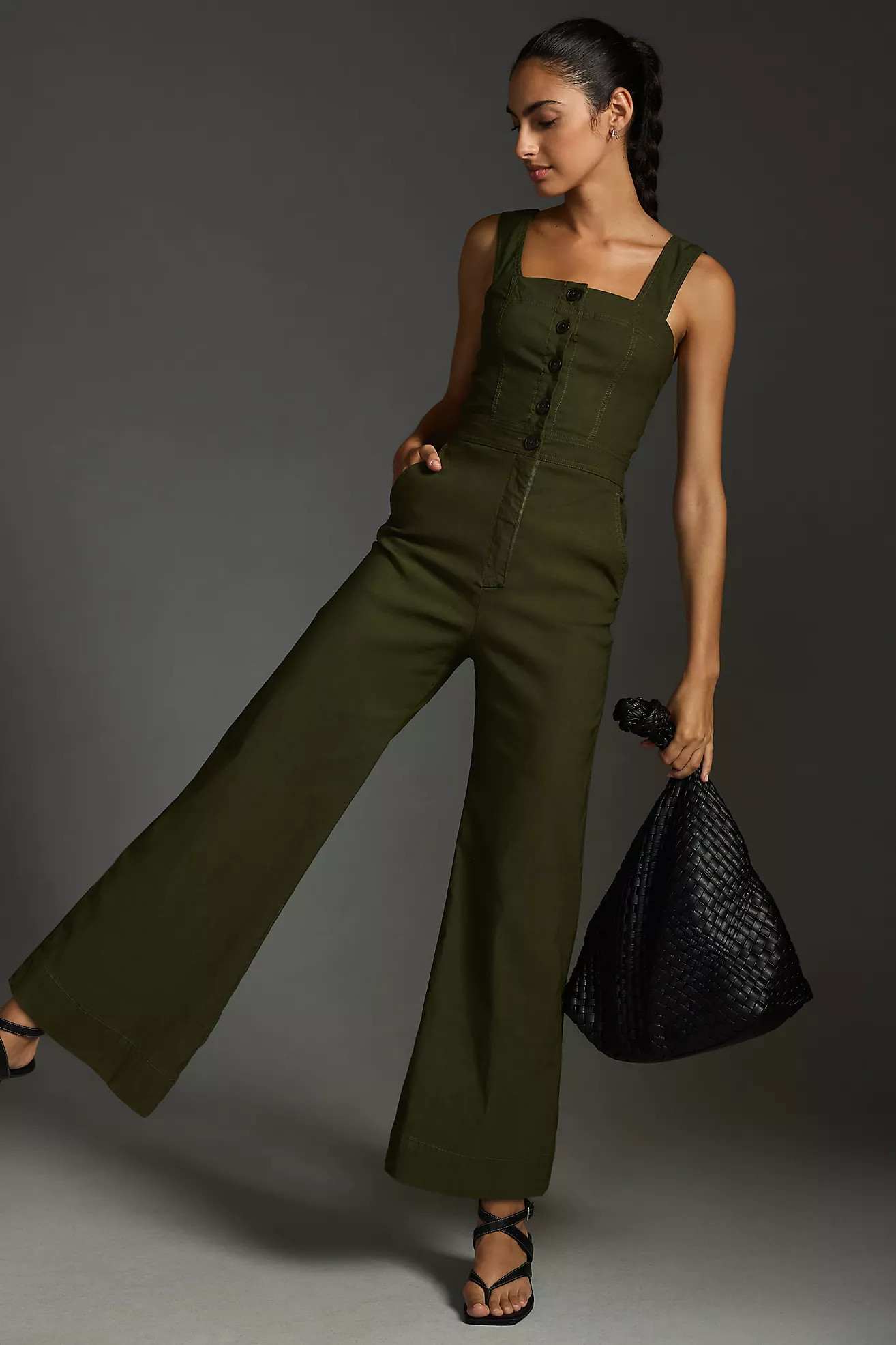The Portside Button-Front Jumpsuit by Maeve | Anthropologie (US)