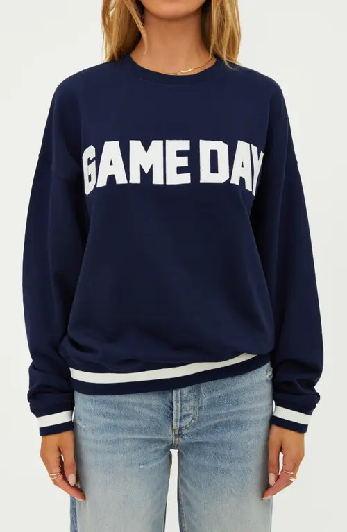 Beach Riot Devyn Gameday Appliqué Sweatshirt in Game Day Navy at Nordstrom, Size X-Small | Nordstrom