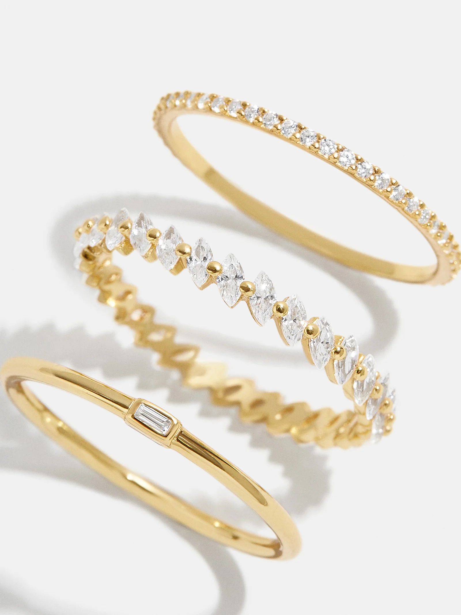 Molly 18K Gold Ring Set - Clear/Gold | BaubleBar (US)