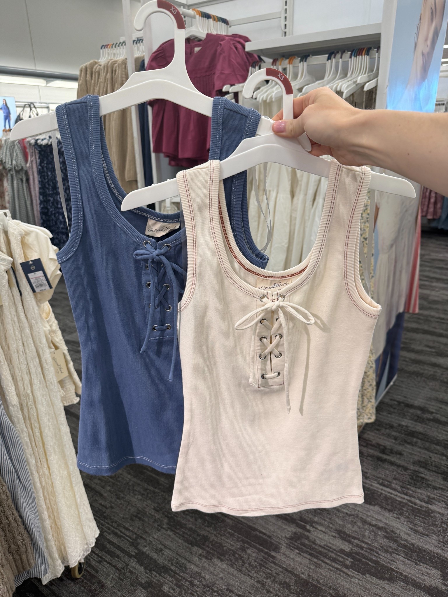 Lace-up tanks 

#LTKSeasonal #LTKootd #LTKdayinmylife