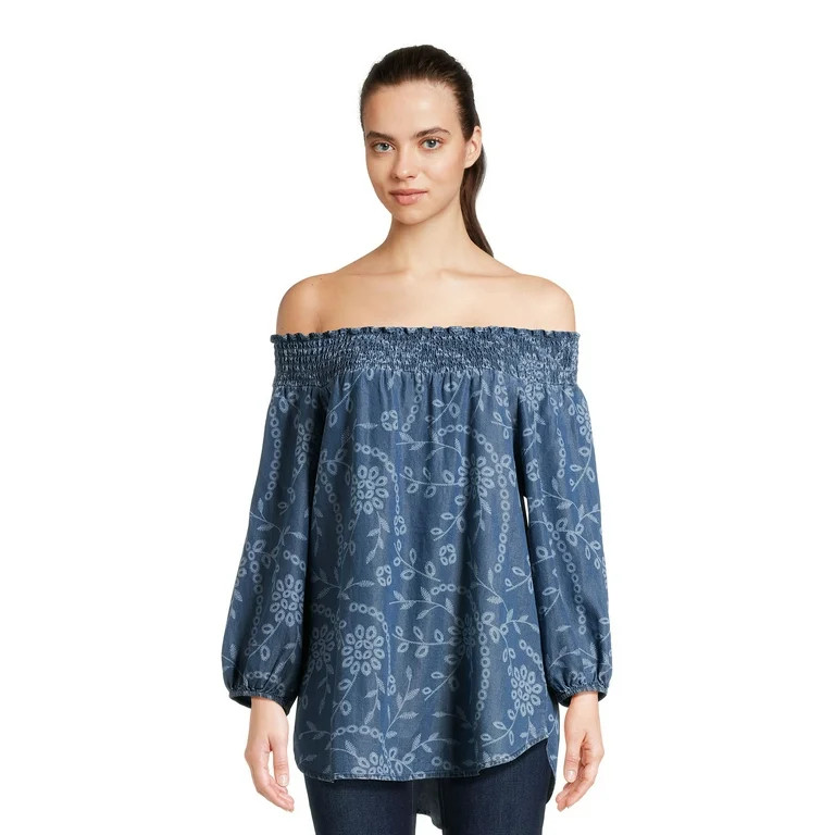 The Pioneer Woman On Off Shoulder Smocked Blouse, Women's | Walmart (US)