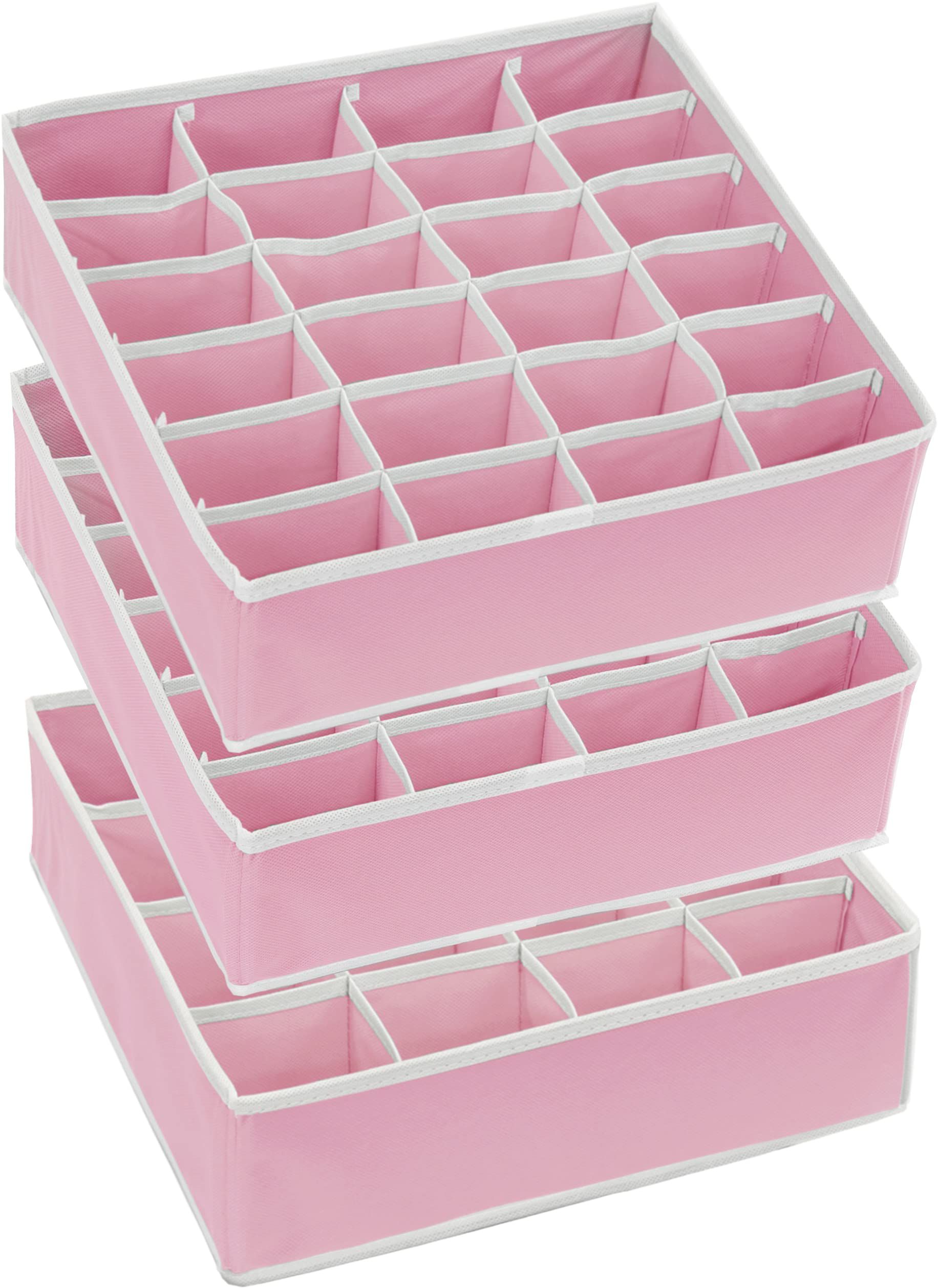 Simple Houseware Closet Drawer Organizer for Clothes, Socks and Underware, 3 Pack, Pink | Amazon (US)