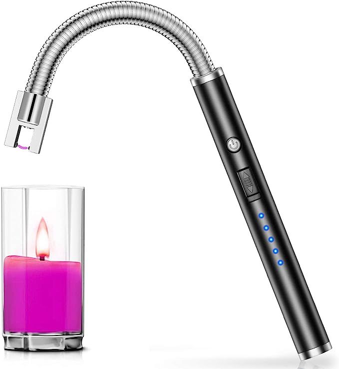 Candle Lighter, Rechargeable Electric Arc Lighter with 360° Flexible Neck LED Battery Display an... | Amazon (US)