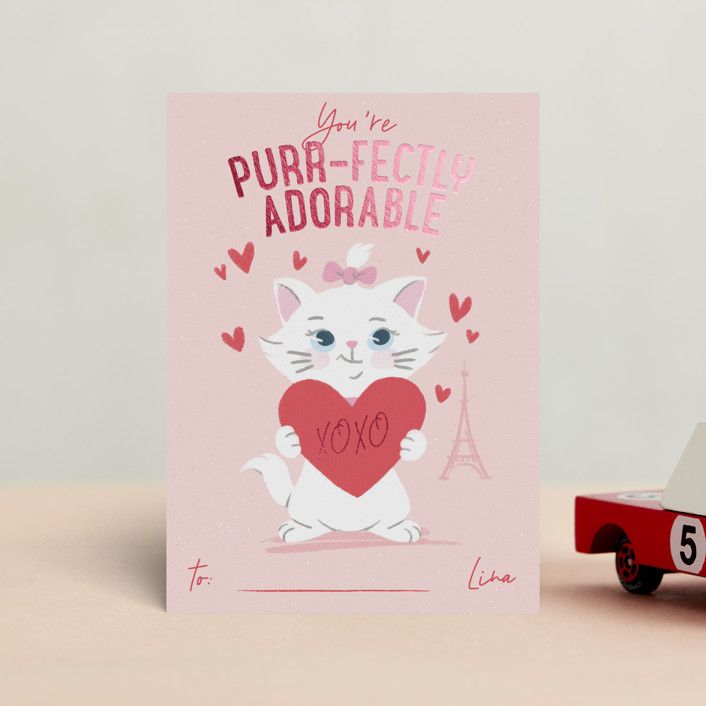 "Disney's Aristocats Adorable Marie" - Customizable Foil-pressed Classroom Valentine's Day Cards ... | Minted