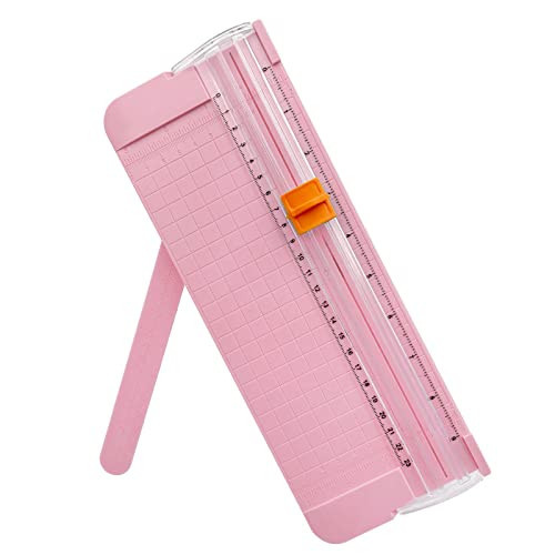QYQRQF Paper Cutter, A4 Paper Trimmer with Security Safeguard & Side Ruler Portable Straight Edge Cutter for Scrapbooking Craft Paper, Photos, Label, Cardstock (Pink) | Amazon (US)