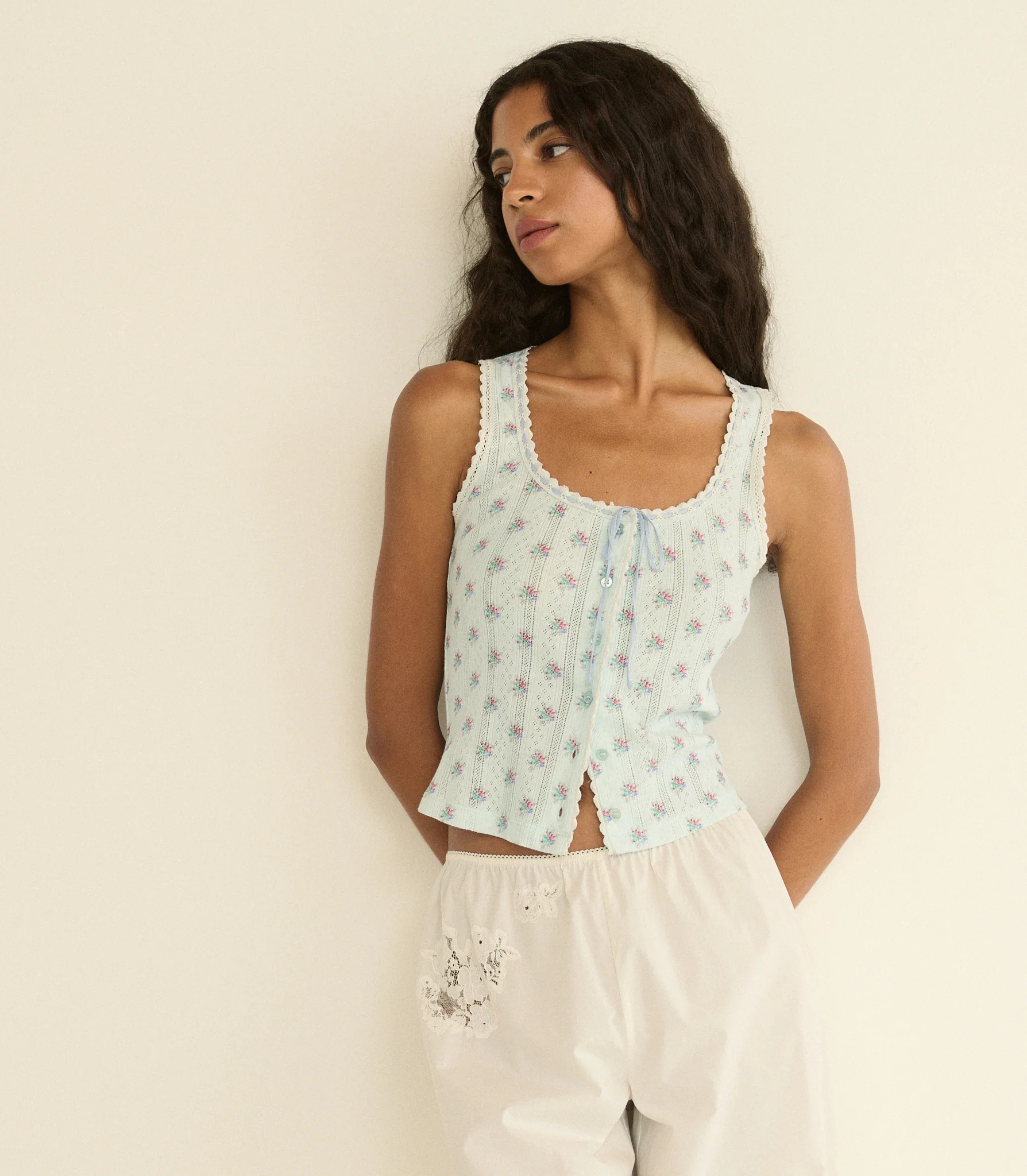 Lois Tank - Sky Petit Posy Calico | D\u00d4EN | DOEN