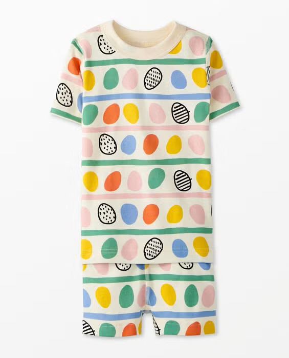 Toddler Easter Shorts John Pajama Set in Colorful Easter Eggs - 100% Cotton - Size 3 by Hanna Andersson | Hanna Andersson