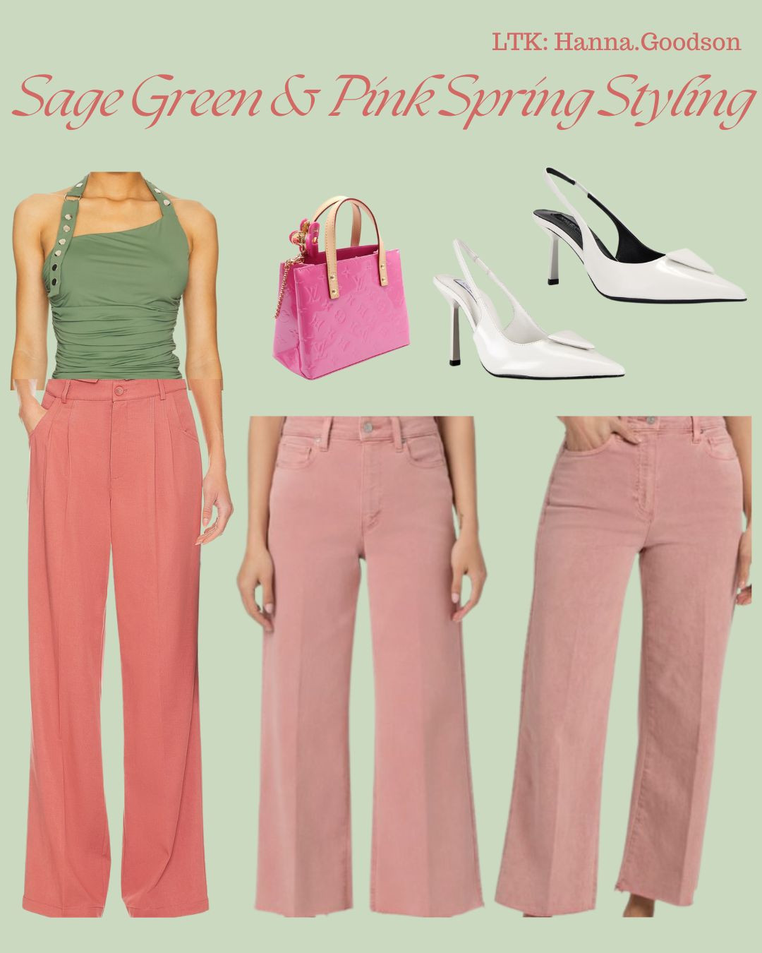 Sage Green + Pink Tones: Spring 2025’s Must-Wear Color Combo 🌸🌿 ----------------Move over, neutrals: 2025’s runways (hello, Copenhagen + Milan Fashion Week previews!) are all about soft, earthy romance. This duo is effortless elegance ---------------------------------------

(P.S. PAIGE 25% off sale ends 3/24)  
-----------------------------------
Shop the collage:
www.shopltk.com/explore/Hanna.Goodson  -----------------------------

#Spring2025Trends #FutureFashion #SageGreenStyle #PinkPalette #RunwayToRealLife #LTKtrendalert #SpringColorCrush #InvestmentDressing #FashionForecast #LTKunder50 #SpringStyle #SageGreenFashion #PinkOutfitInspo #LTKSpring #AffordableLuxury #WardrobeBasics #LTKStylist #SpringOutfitIdeas #CasualChic 

 

#LTKSaleAlert #LTKPetite #LTKStyleTip