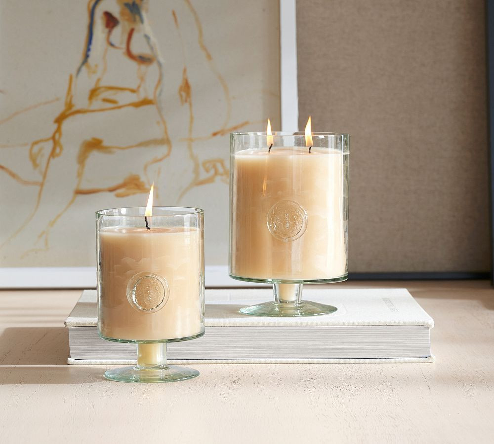 Stamped Glass Pedestal Candle - Mediterranean Citrus | Pottery Barn (US)