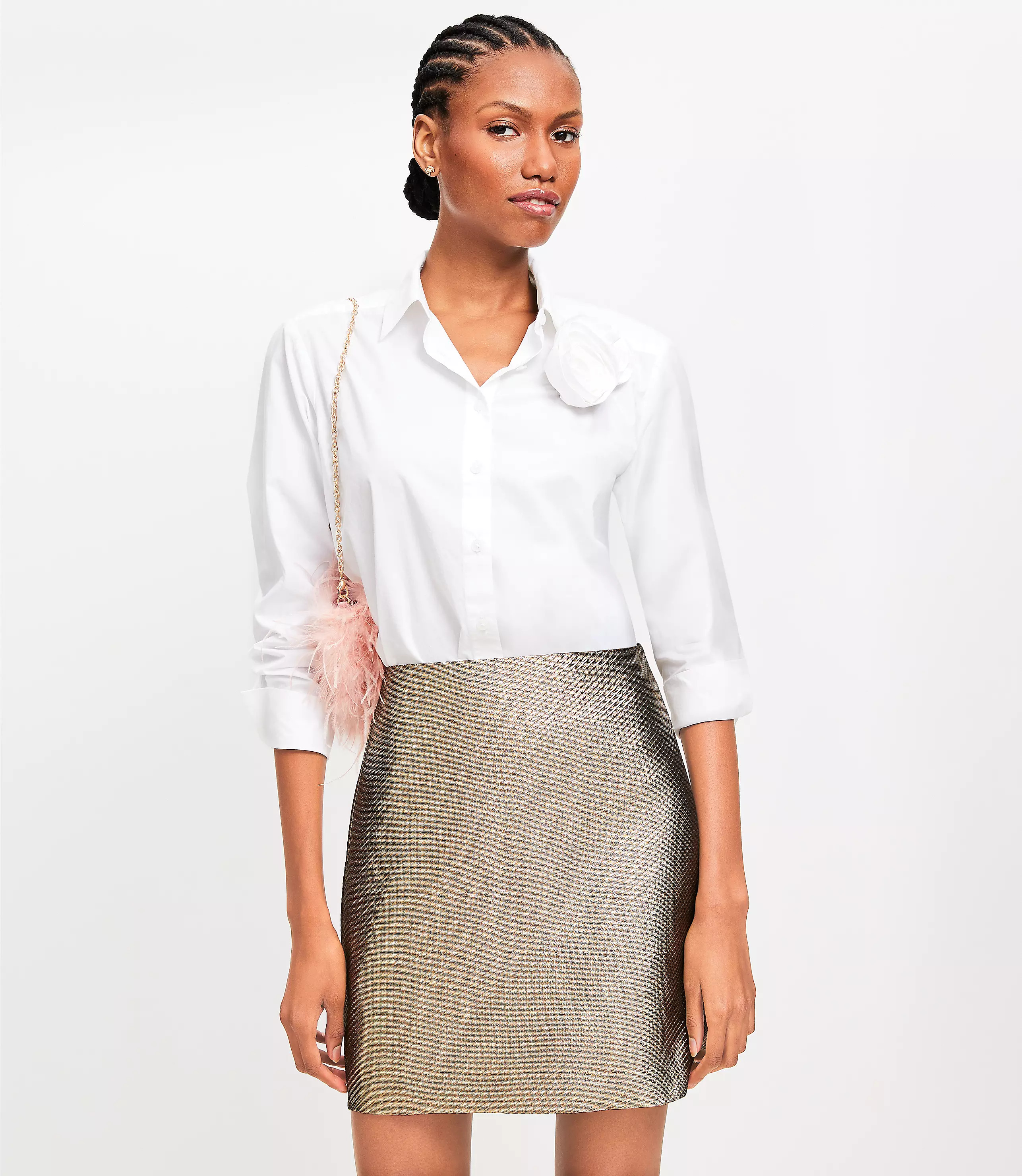 Metallic Textured Jacquard Mini Skirt | LOFT