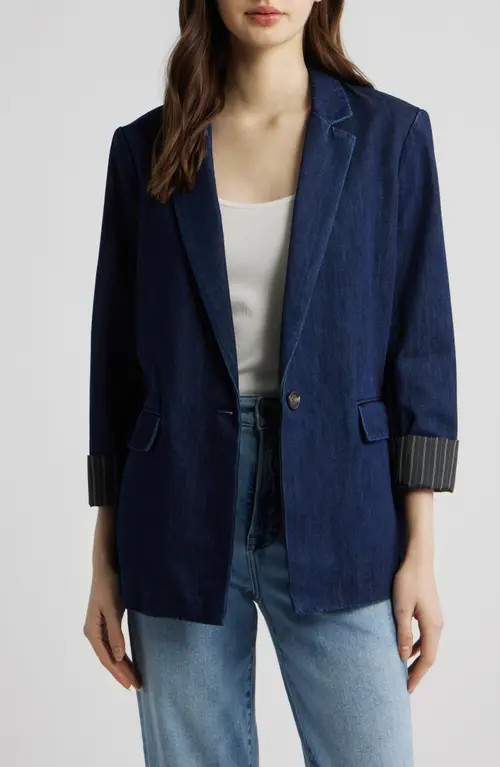 rag & bone Jennie One-Button Denim Blazer in Indigo at Nordstrom, Size 12 | Nordstrom