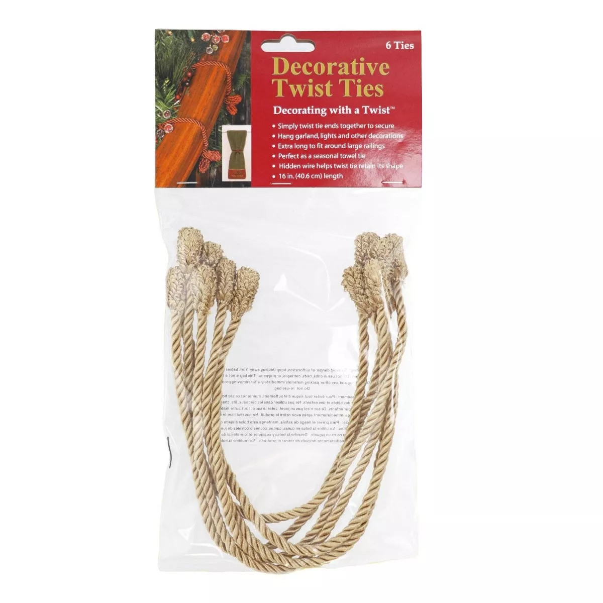 Haute Décor 6pk 16" Decorative Twist Tie Gold | Target