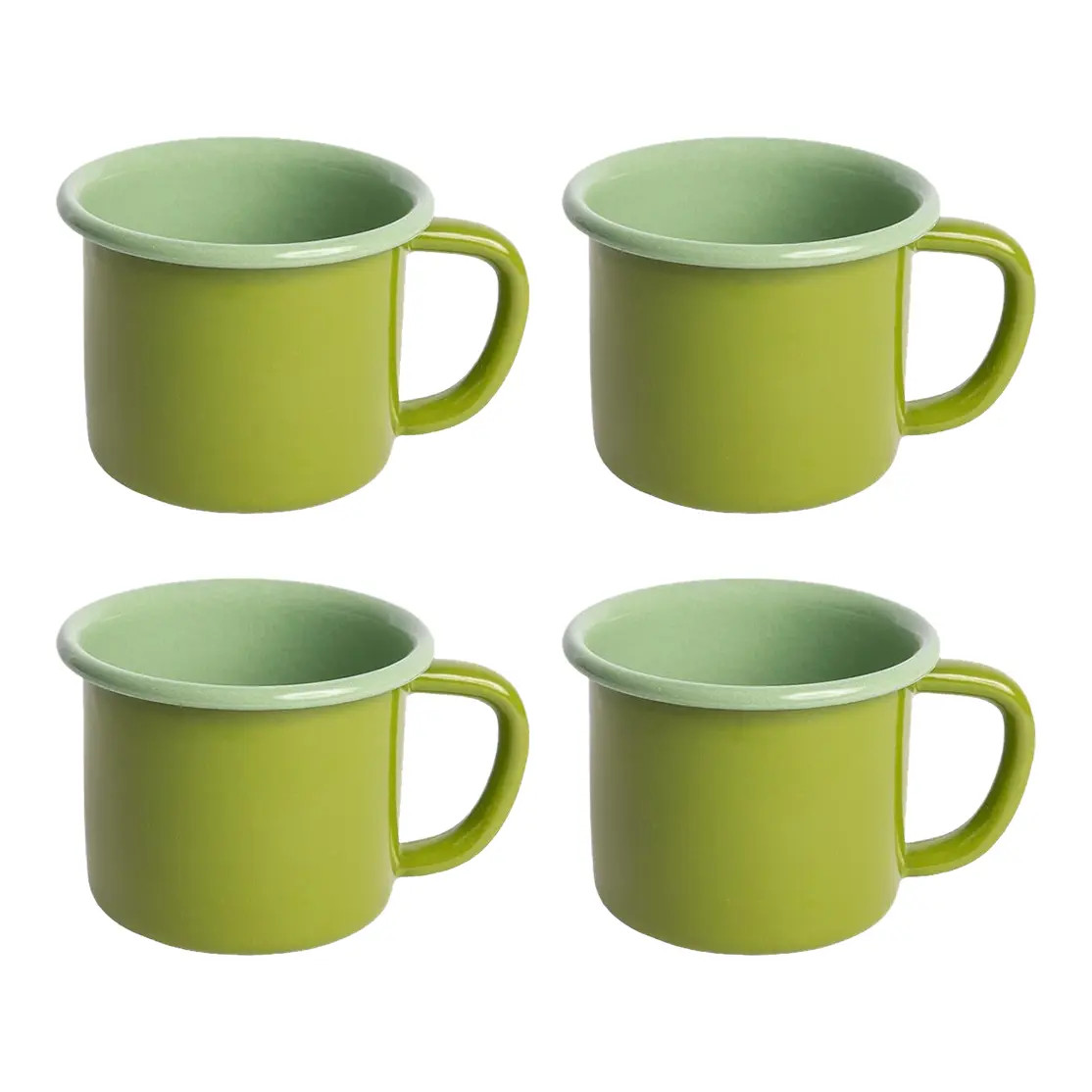The Get Out x CCH Enamelware 12 oz. Mugs in Apple & Mint - Set of 4 | Chairish