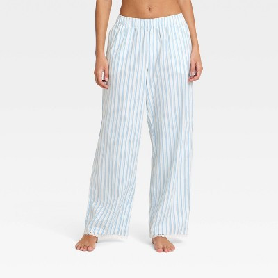 Women's Lace Trim Flannel Pajama Pants - Wild Fable™ Blue Striped XS | Target
