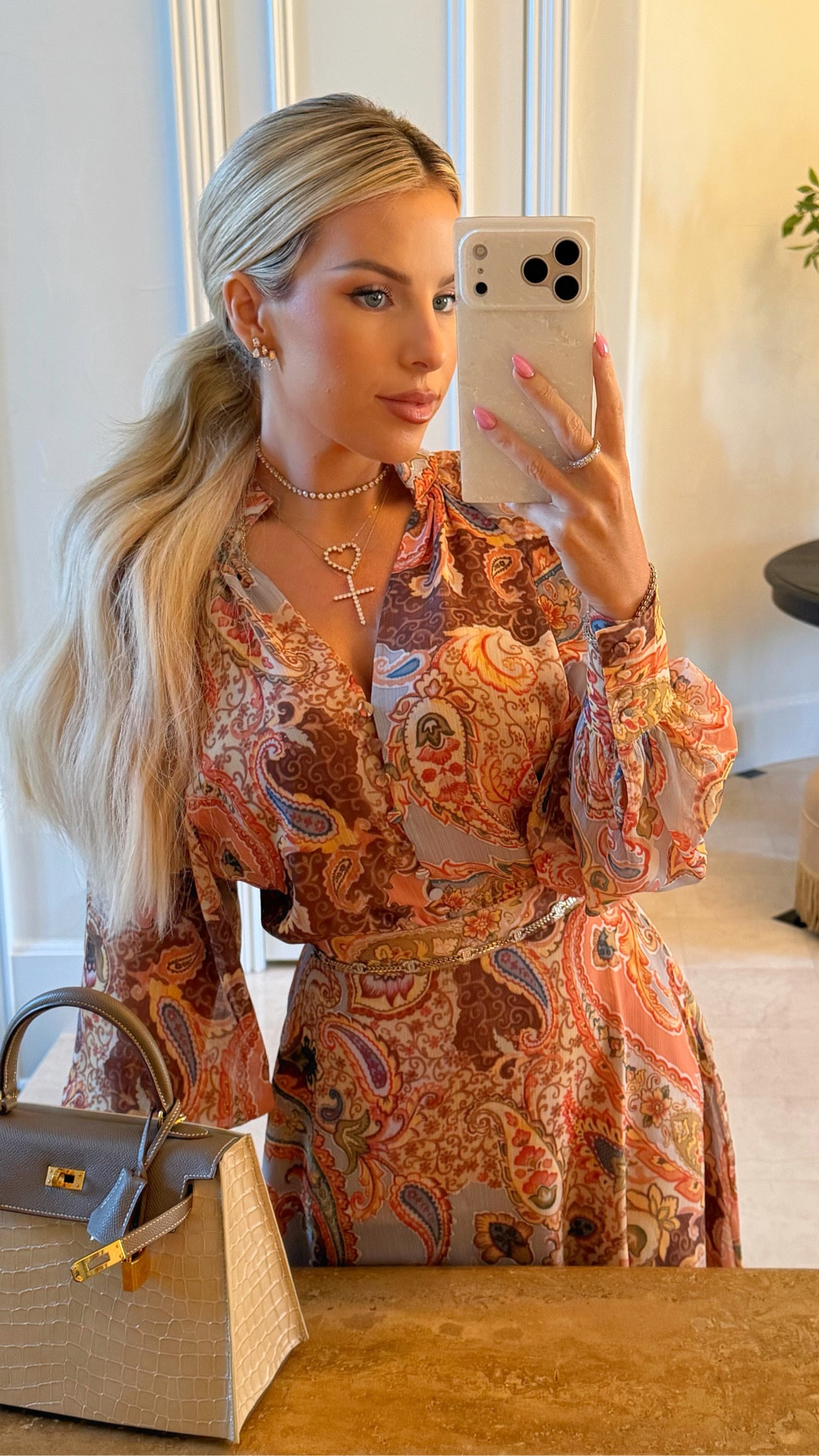 Spring dress. Macy’s. Long sleeve paisley dress  