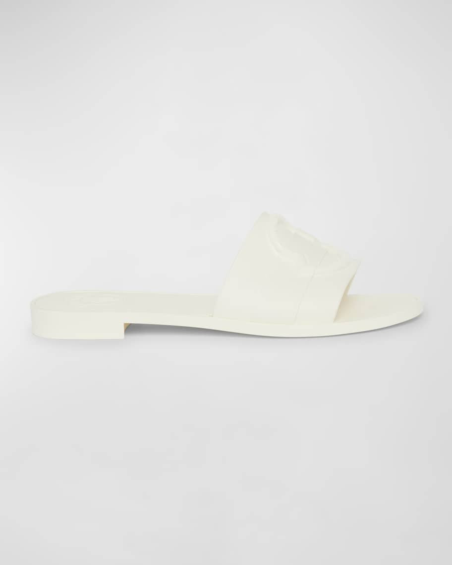 Mon Rubber Logo Flat Slide Sandals | Neiman Marcus
