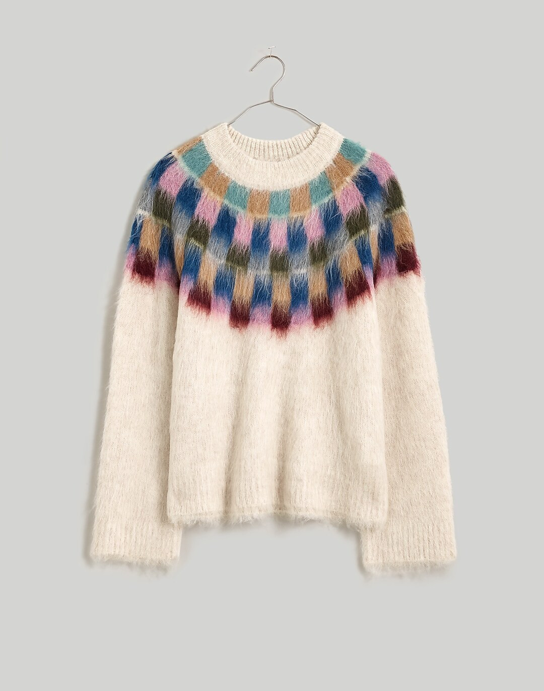 Brushed Checkerboard Fair Isle Oversized Sweater | Madewell