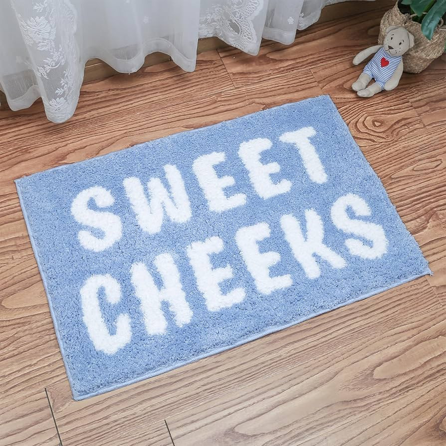 Ohocut Sweet Cheeks Bath Mat for Tub, Cute Bath Mats for Bathroom Non Slip, Light Blue Bathroom D... | Amazon (US)