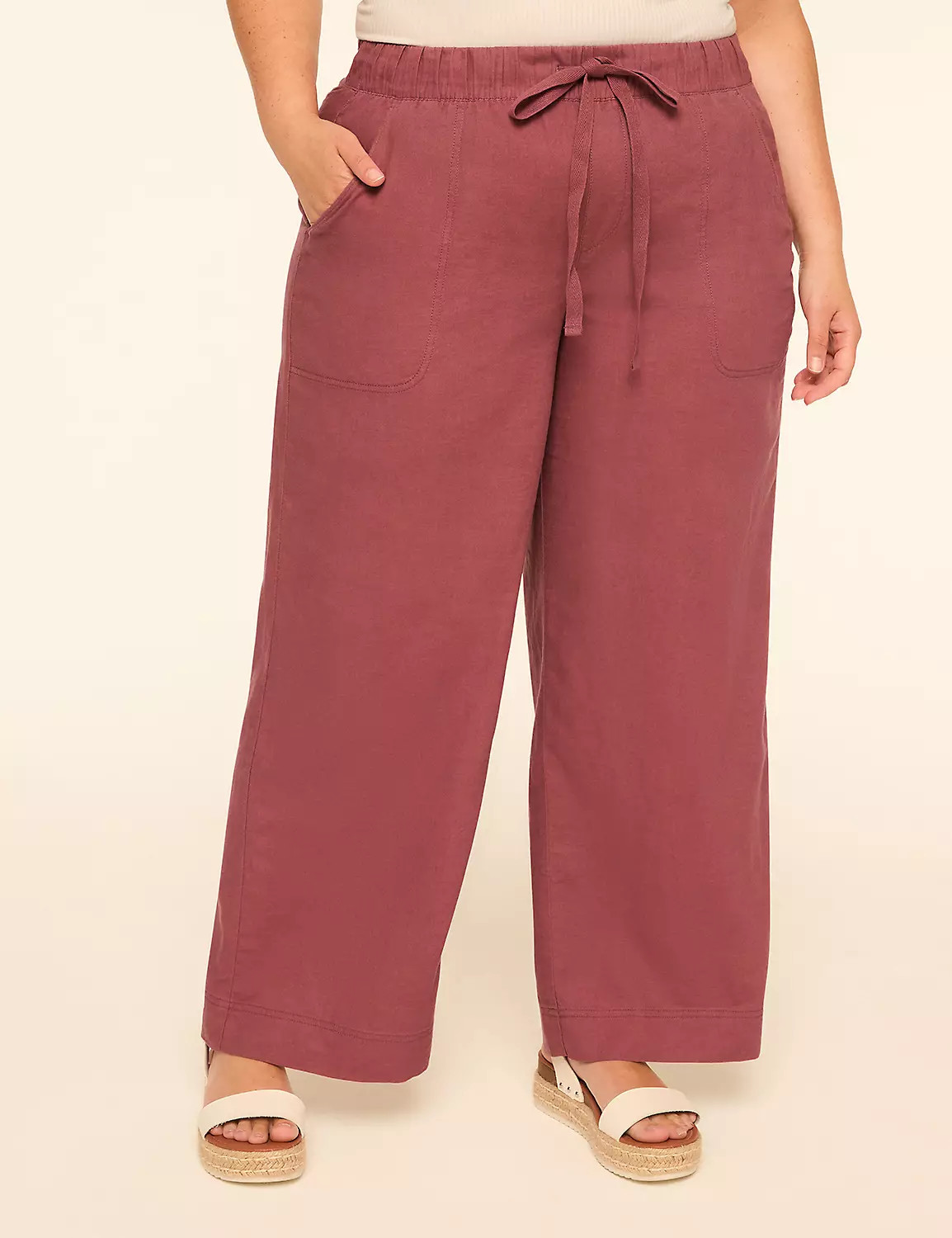 Linen-Blend Wide Leg Pant | LaneBryant | Lane Bryant (US)