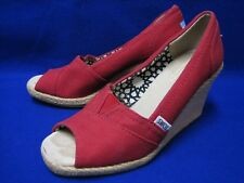 Toms Womens Wedges Red Open Toe Canvas Platform Espadrille Heels Shoes 6.5 M | eBay US
