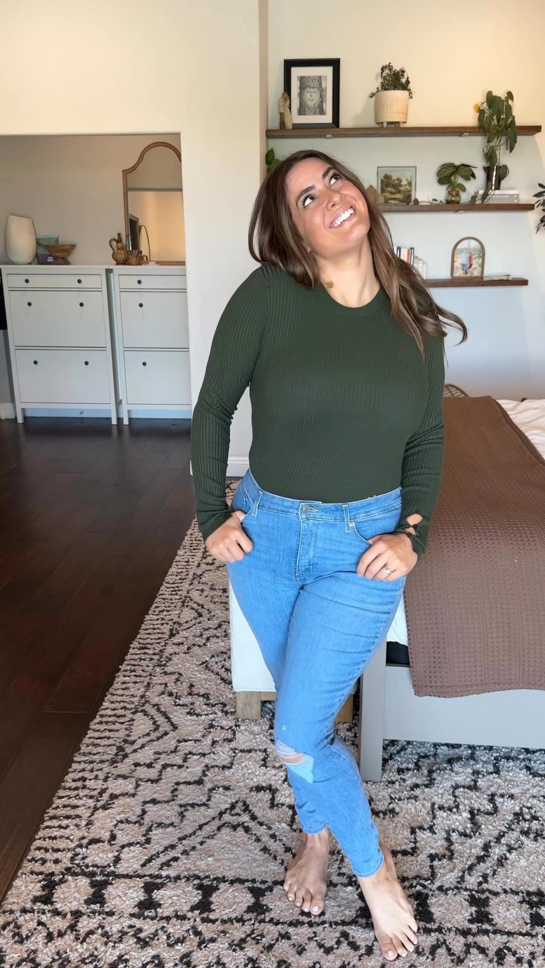 #walmartpartner ♡ Which look is your fave?! I have a few because @walmartfashion is on their game this Fall!! I found so many affordable pieces that are perfect for early Fall! And my favorite thing is that they’re all neutral staples that can fit into any wardrobe, but by adding a simple cardigan, it can cozy it right up + warm you up when the temps drop!

Fall Fit Details ↓

1. Light wash skinny jeans {paired with} a ribbed, green body suit w/ button details on the long sleeves OR relaxed fit, grey cropped sweatshirt

2. Straight leg cropped jeans {paired with} a fitted black mock neck tee OR dark grey, ribbed Henley blouse 

3. Black skinny jeans with lots of stretch {paired with} a fitted, dark green baby tee & cozy cardigan OR a vibrant cranberry colored long sleeve, ribbed Henley top

**these tops + cardigan come in several other colors!!

The cardigan is an instant fave because it can cozy up just about ANY outfit + it has pockets & a hood! But all of these @walmart Fall clothing finds are so comfy & affordable & perfect for the upcoming season! 

#walmartfashion #walmartfinds #fallfit #fallfits #fallfashion #fallstyle #falloutfits 

#LTKStyleTip #LTKSeasonal #LTKVideo