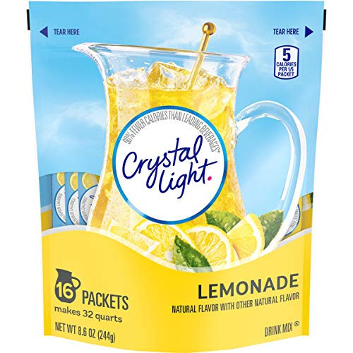 Crystal Light Sugar-Free Lemonade Naturally Flavored Powdered Drink Mix 16 Count Pitcher Packets | Amazon (US)