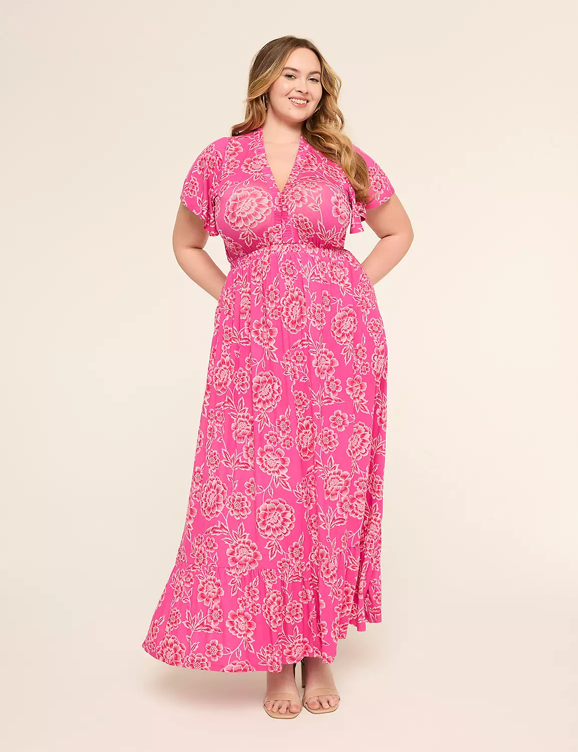 Short Flutter Sleeve Maxi Dress | Lane Bryant (US)