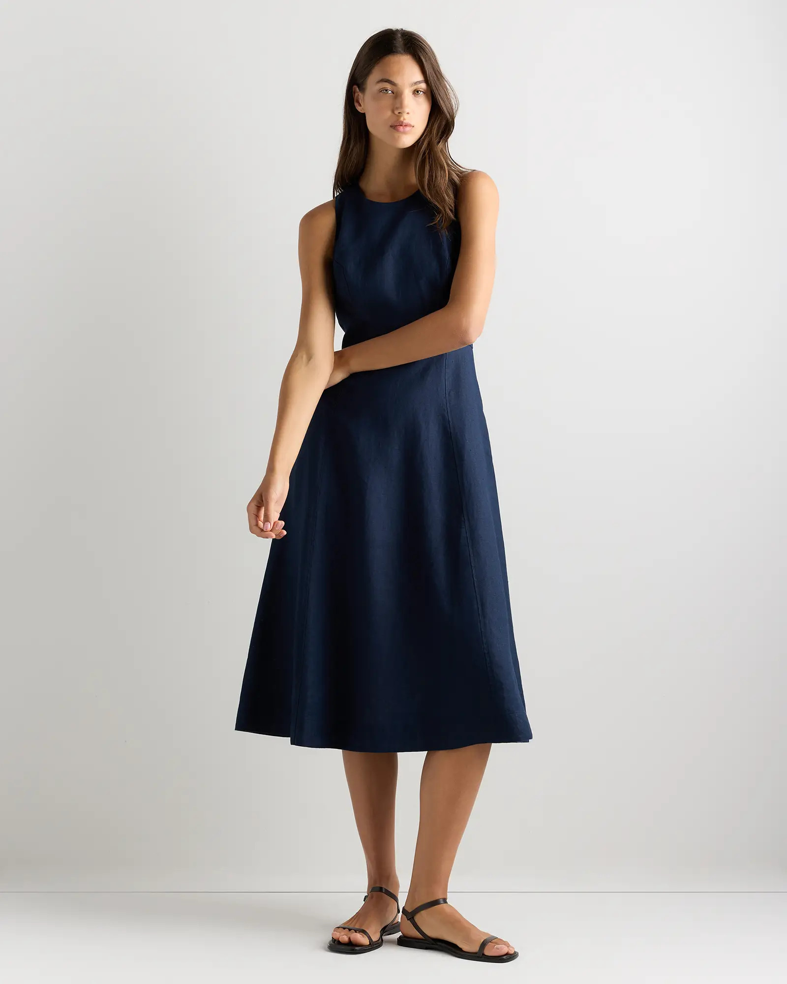 100% European Linen High Neck Midi Dress | Quince