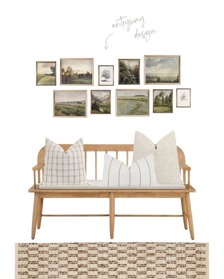 Some of my entryway favorites! This rug is so good and the bench! Create your own gallery wall with Amazon prints!

Entryway, entryway furniture, mood board, design board, benches, pillows, pillow covers, wall art, prints, designs

#LTKhome #LTKstyletip