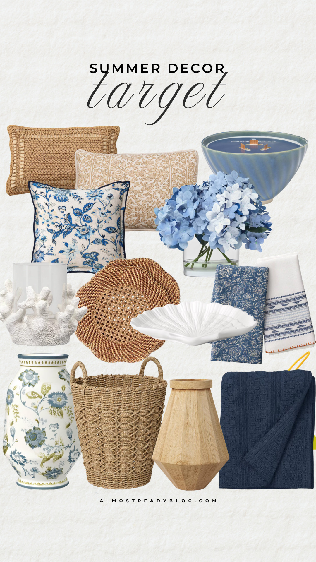 Target summer decor, coastal decor, blue home decor, beach house style, woven decor, neutral home, summer tablescape, cottage decor, coastal living, target home finds

#LTKHome