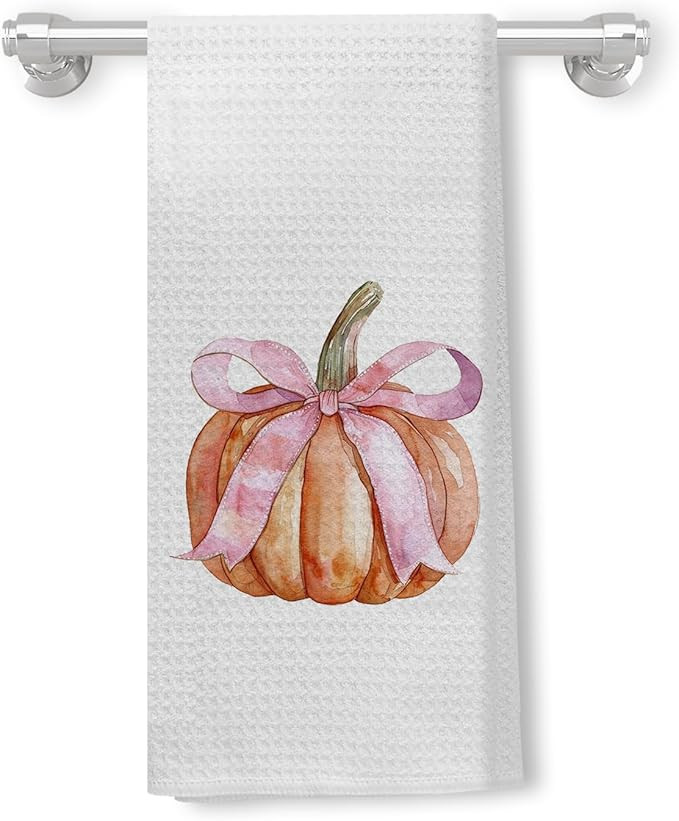 Fall Pumpkin Kitchen Towels, Pink Coquette Bow Pumpkin Fall Hand Towels for Bathroom Kitchen, Fal... | Amazon (US)
