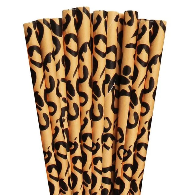 Bakell - Leopard Print Paper Straws (24 PC) for Cake Pops, Party Drinks, Cocktails and Beverages | Walmart (US)