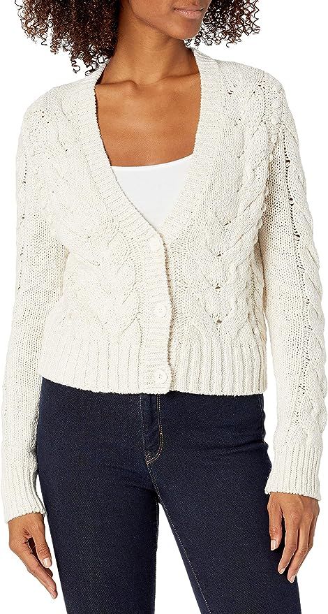 Amazon Brand - Goodthreads Women's Marled Long Sleeve Fisherman Cable Cardigan Sweater | Amazon (US)