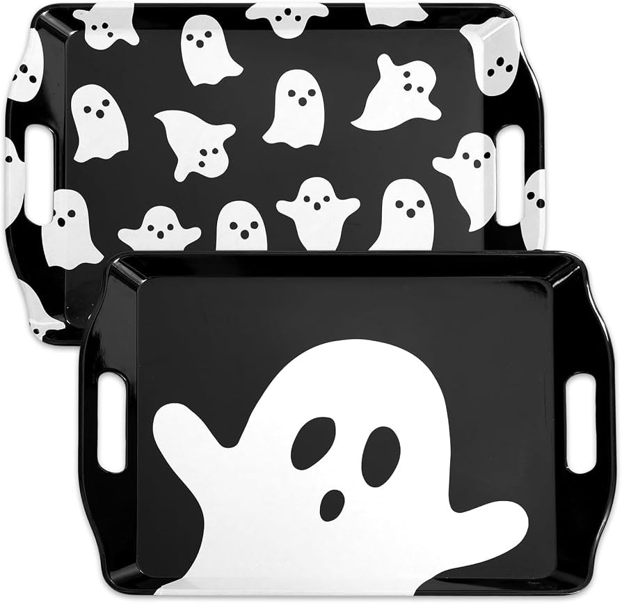JarThenaAMCS 4 Pcs Halloween Ghost Serving Tray Black White Cute Ghost Handled Melamine Board Tri... | Amazon (US)