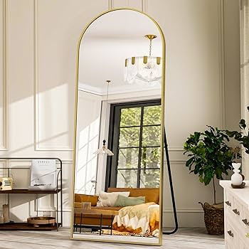 GLSLAND 28" x 71" Arched Full Length Mirror - Gold Full Body Mirror - Extra Large Floor Mirrors f... | Amazon (US)